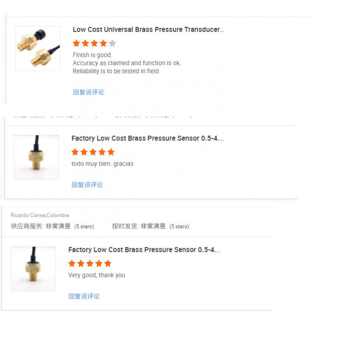 Sensor van de het Messings de Ceramische Capacitieve Druk van 0.5V 4.5V voor Vloeibaar Gas 11